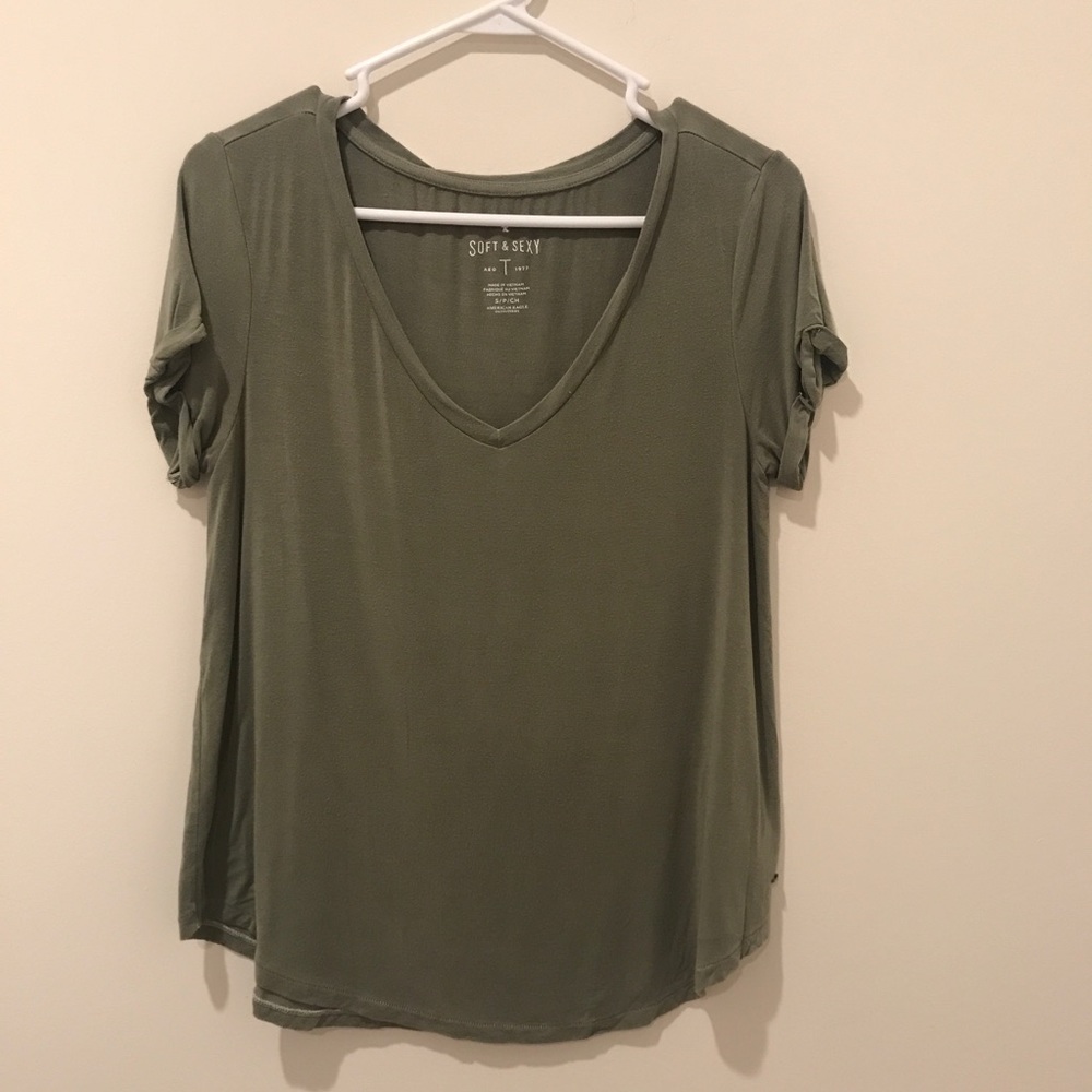 AEO Olive V-Neck Top
